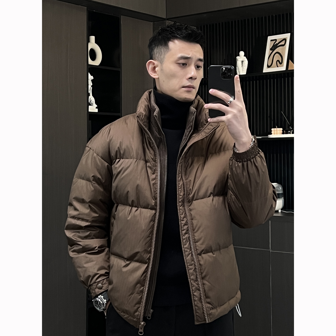雅鹿新款鸭绒秋冬季新款针织拼接青年时尚短款休闲羽绒服百搭轻薄