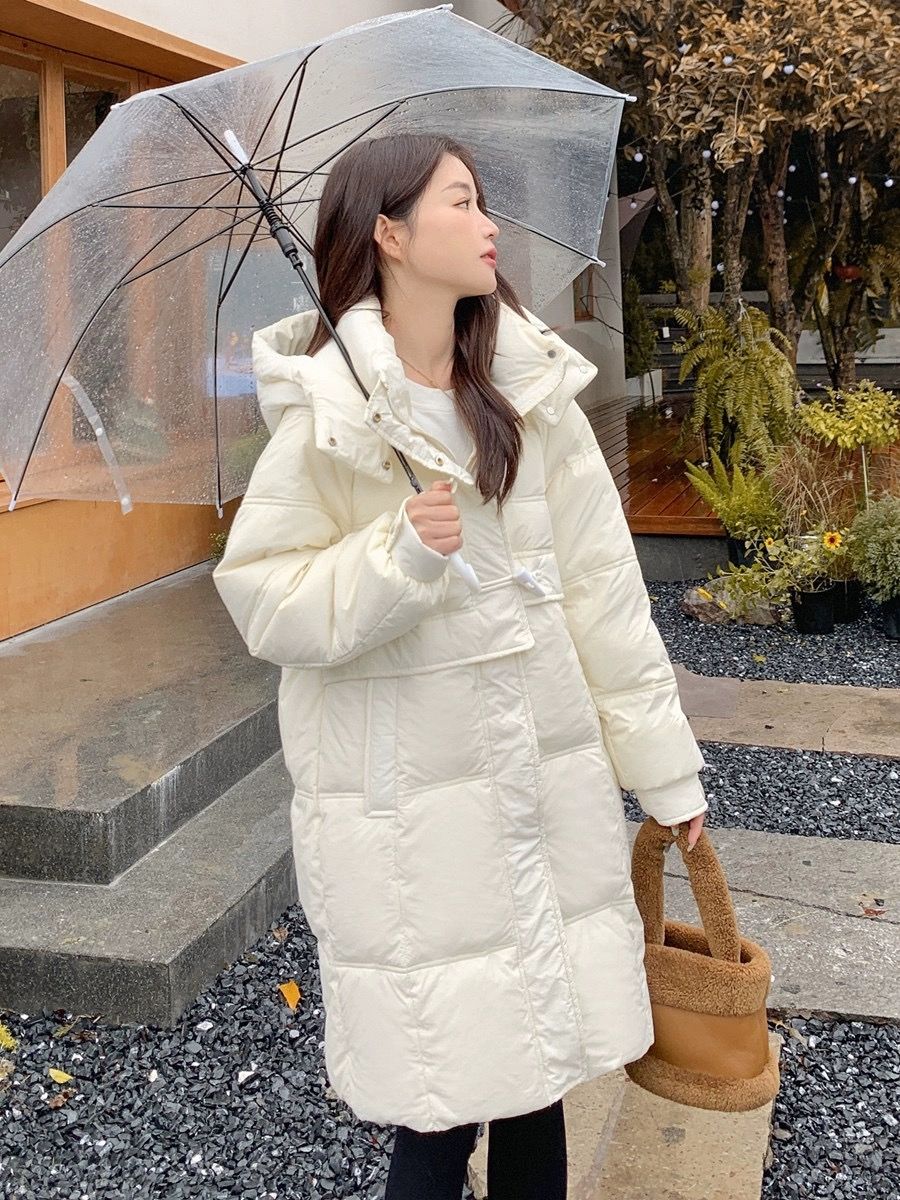 雅鹿新款羽绒服女2023年新款韩版宽松牛角扣加厚中长款羽绒服洋气