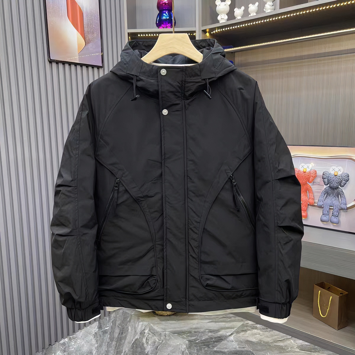 新品男士秋冬款薄棉冲锋衣宽松大码潮流百搭户外休闲连帽工