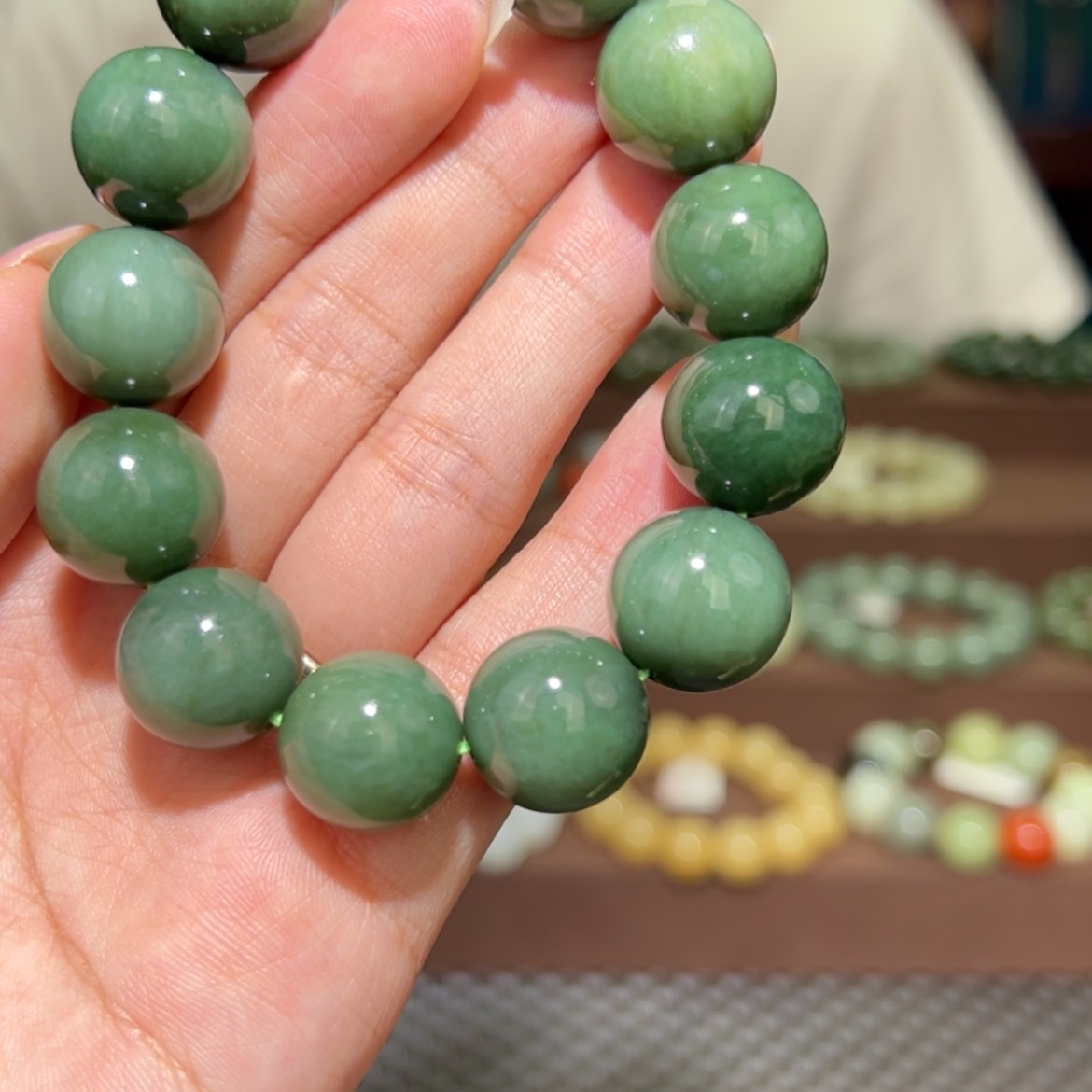 【闪购商品】和田玉手串未镶嵌049俄料鸭蛋青16mm