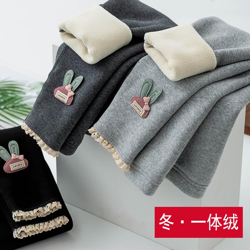 巴拉巴拉恩女童加绒加厚打底裤冬装纯棉女宝宝一体绒保暖裤儿童外