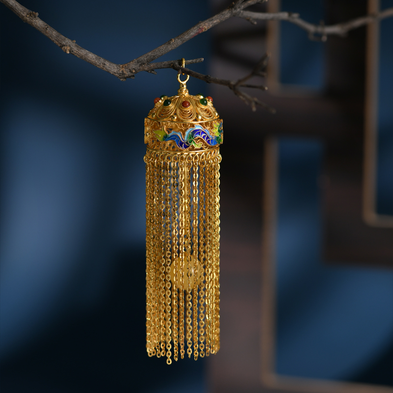  925银鎏金 黄罗伞吊坠（翡翠）