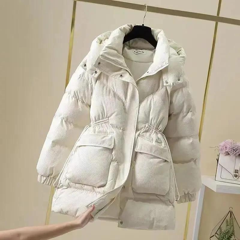 2023新款中长款羽绒服女韩版宽松羽绒羽绒服冬季加厚保暖时羽绒棉