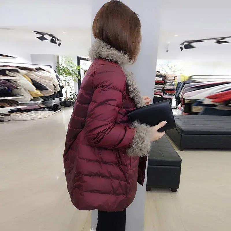 新款欧洲站女2023冬新款欧货潮大毛领网红羽羽绒服大衣中长羽绒棉