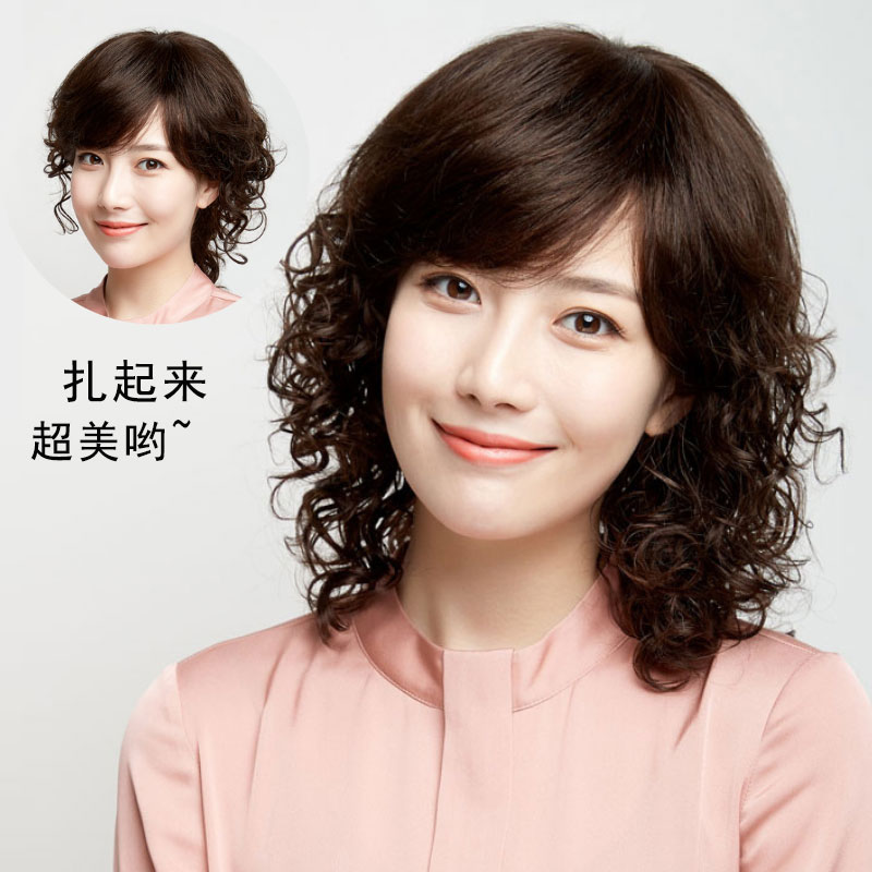 假发中年妈妈女士假发100%真发假发头套全真人假发女士假发头套