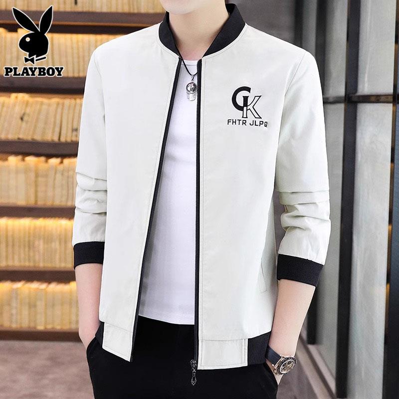 PLAYBOY棒球领外套男士运动上衣服秋季新款潮流百搭休闲夹克男装