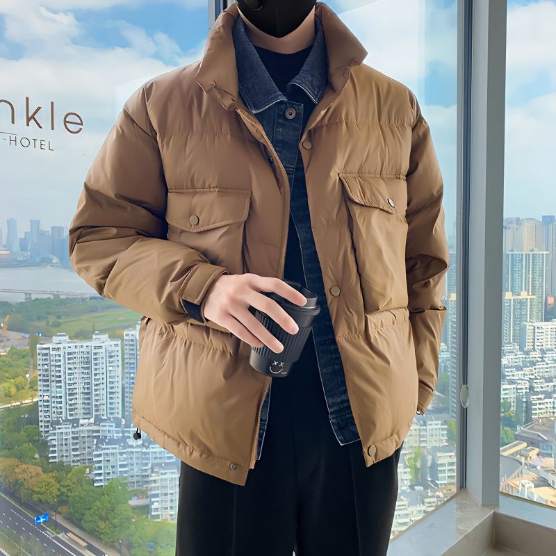 波司澄假两件牛仔拼接羽绒衣外套男士冬季潮牌加厚羽绒袄2023新款