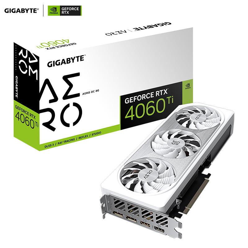 技嘉 RTX4060Ti AERO OC 8G雪鹰 白色游戏设计台式显卡