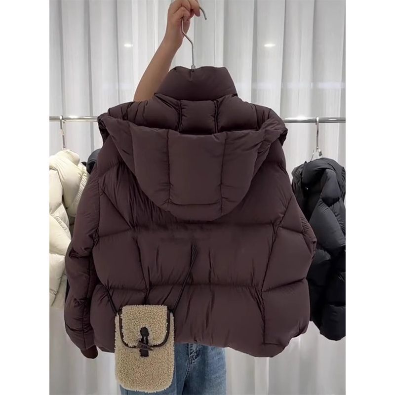 咖色连帽面包服羽绒服冬季新款女装高级感超好看小个子短款