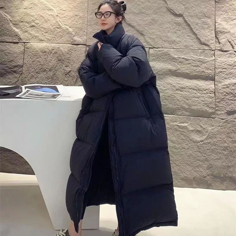 韩版长款羽服女2023年新款超长过膝加厚保暖情侣装男女冬外套百搭