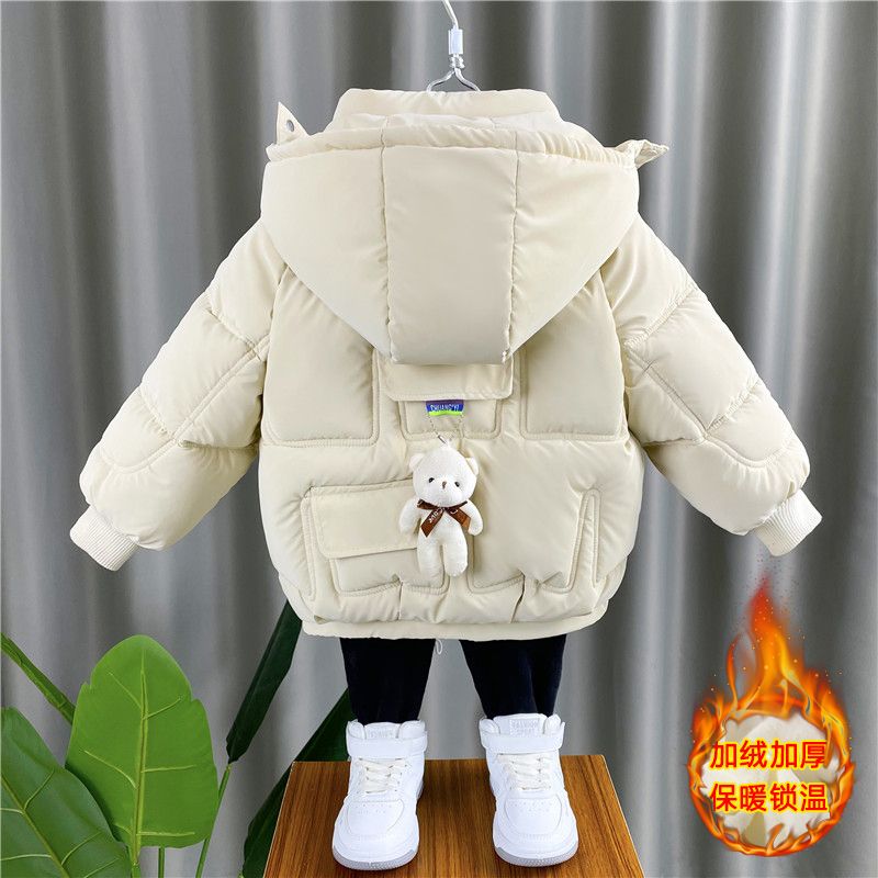 宝宝棉衣2023新款加绒外套小童衣服加厚棉袄冬季男女童棉服潮