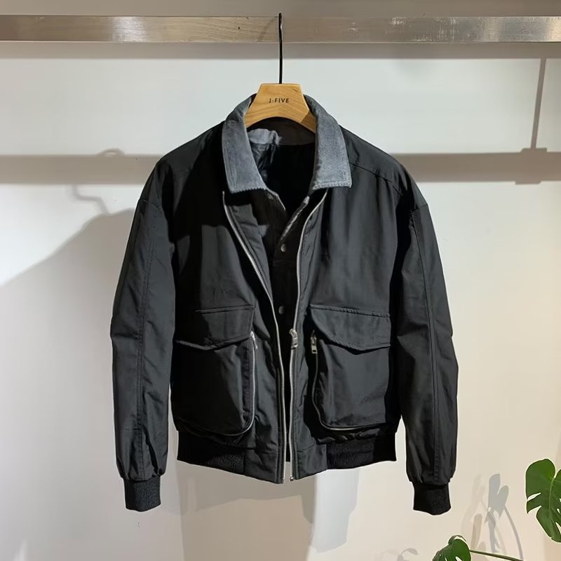 【小扬直播推荐】拼接夹克外套男士2023秋冬新款假两件翻领夹克落肩