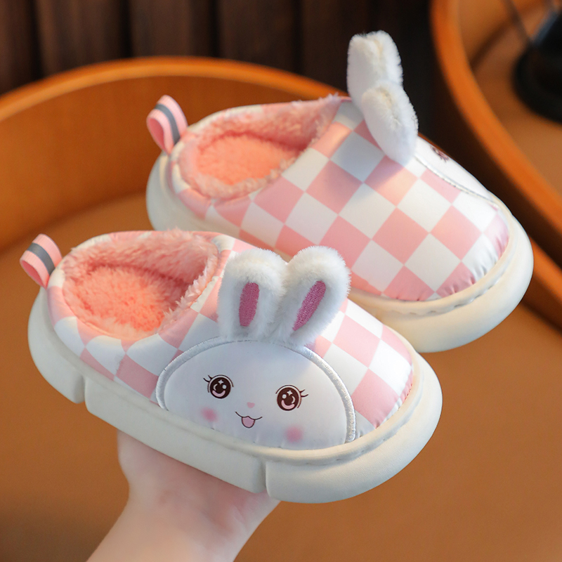 朵美巴拉巴拉宝宝儿童棉拖鞋冬款男女童室内皮面防水防滑宝宝家居