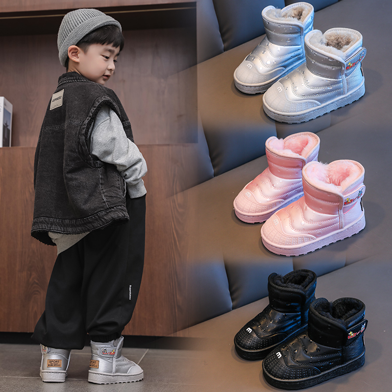 朵美巴拉巴拉宝宝冬季新款卡通儿童雪地靴耐磨男女童靴子加绒保暖