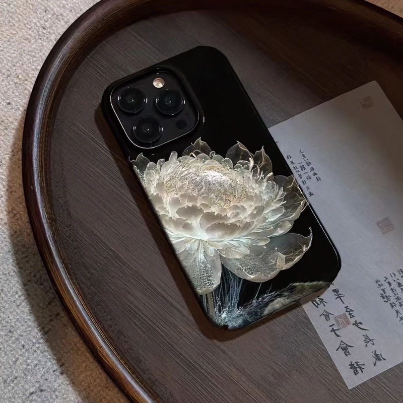 炫彩荷花适用苹果14promax手机壳15女iPhone13全包12菲林11硬壳x
