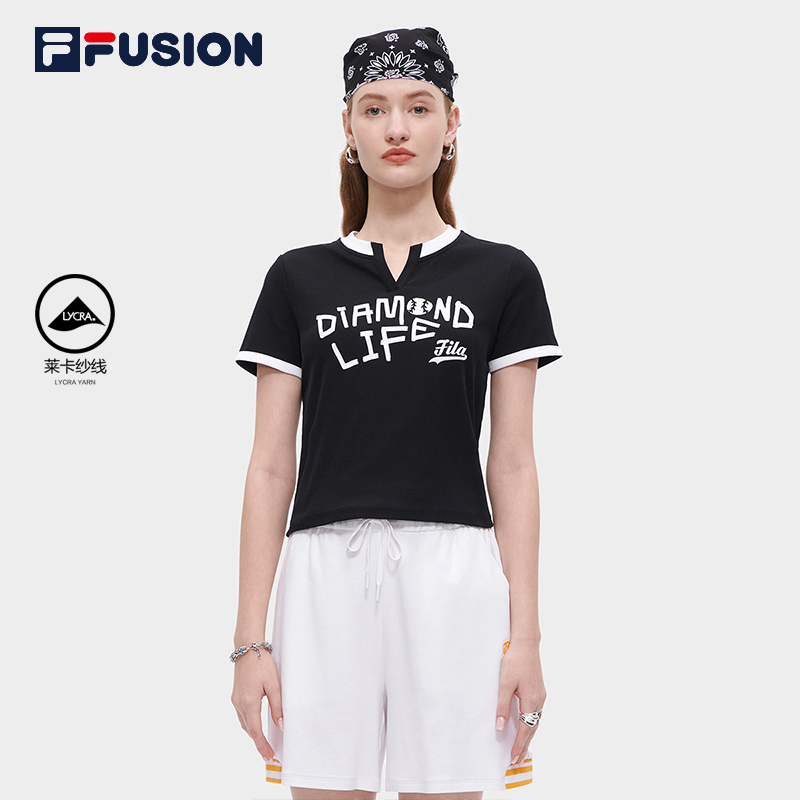 FILA/斐乐短袖潮牌女款针织短袖夏季时尚休闲透气短袖T11W332105
