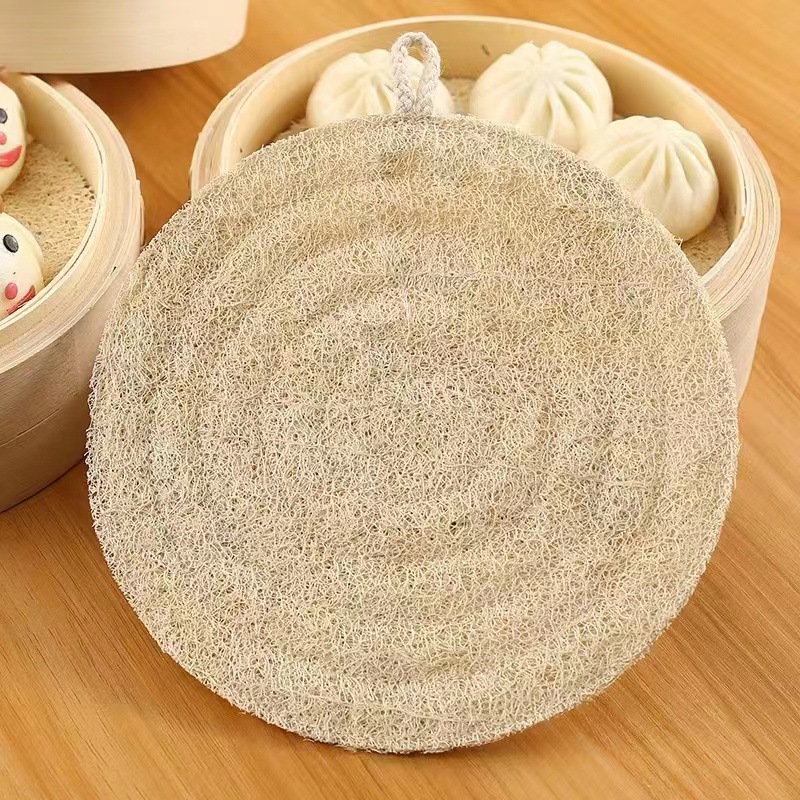 植物纤维丝瓜络厨房蒸笼垫 隔热不粘易清洗圆形馒头包子蒸笼垫子