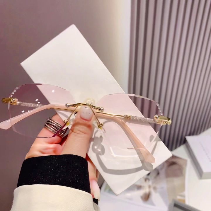 2023新款渐变老花镜钻石切边无框防蓝光老花镜女高清时尚优雅舒适