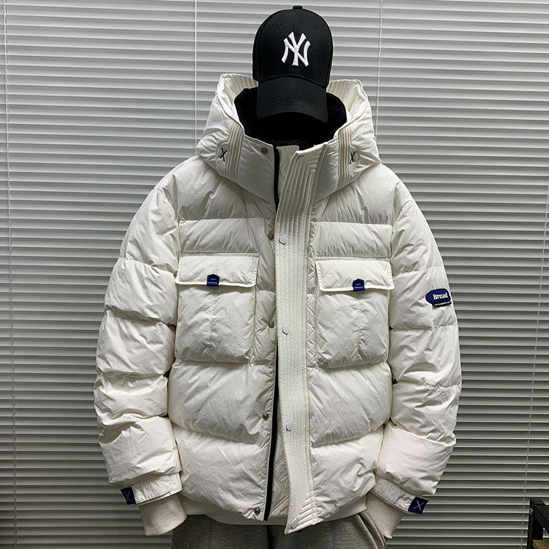 2024冬季新款工装连帽短款羽绒服男士休闲宽松百搭潮牌派克服外套