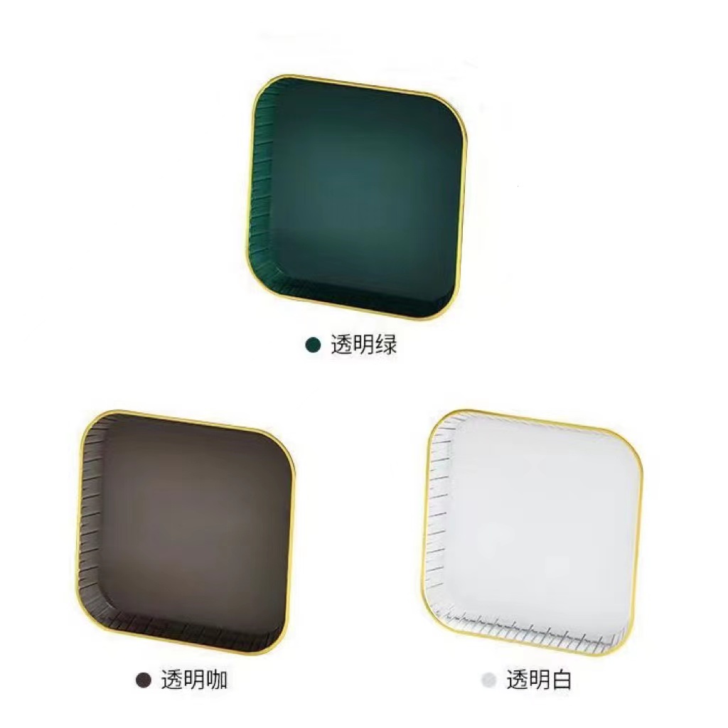 195亗高透轻奢12cm方形碟随机3个丨Ma涵耳套