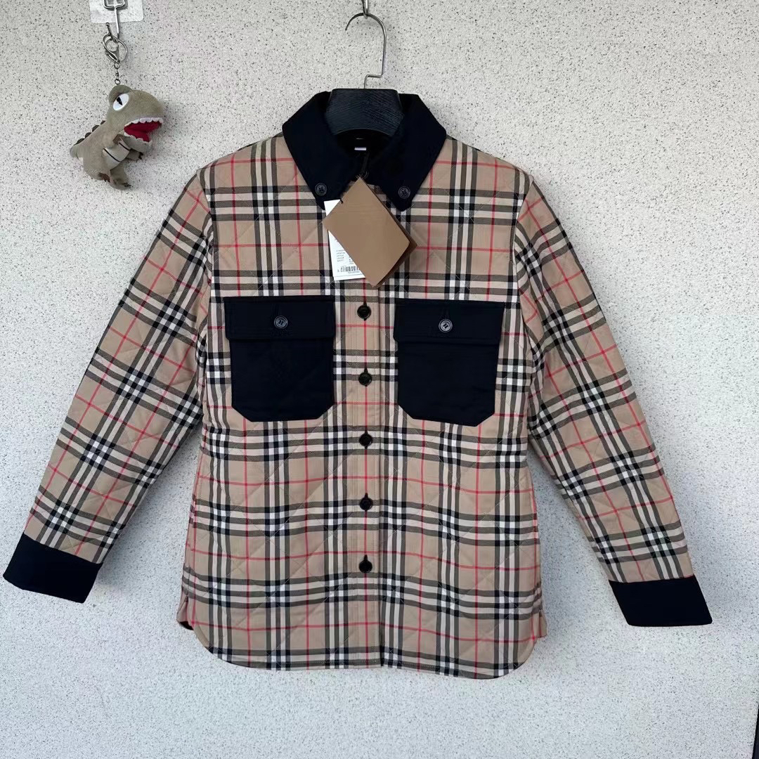 全新未使用 BURBERRY/博柏利 格纹棉服 s码/原吊牌