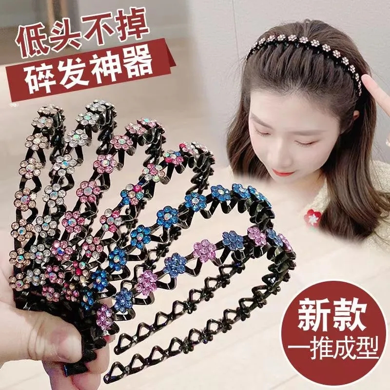 非金属亚克力发饰 网红懒人发箍梅花波浪潮韩版带钻发夹防滑发卡