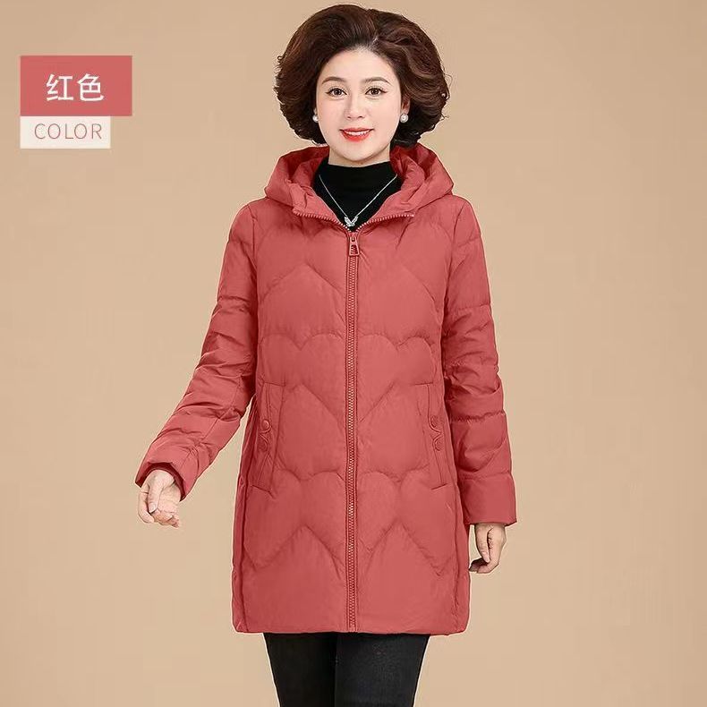 妈妈羽绒服中长款大码2023新款老年人羽绒服中老年女冬装外