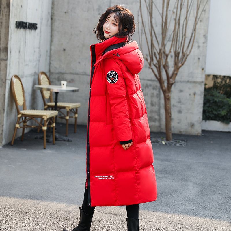 热款服女2023冬季新款中长款爆款时尚宽松过膝加厚白外套