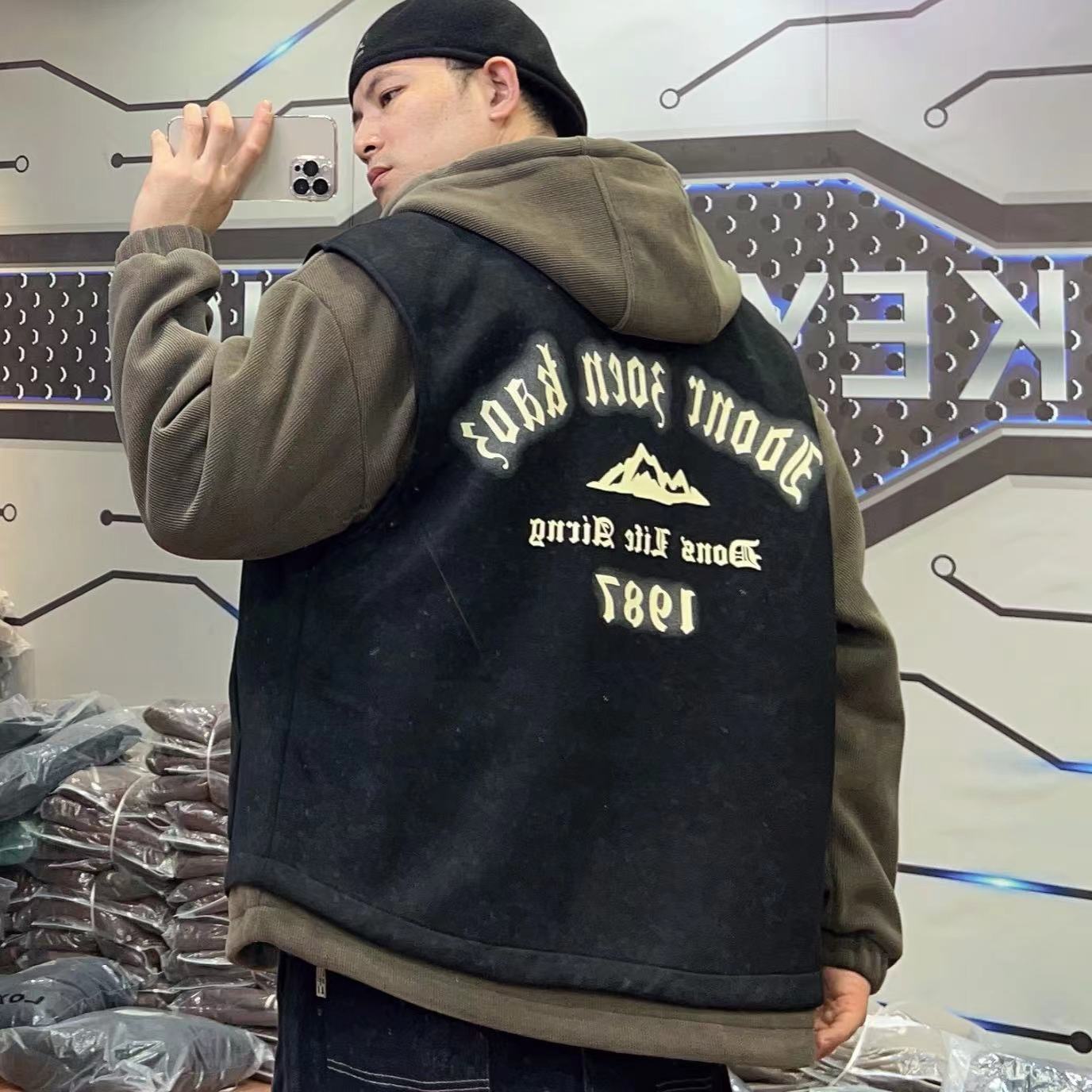 大占推荐 8817-2  假二件加棉潮牌休闲时尚夹克外套