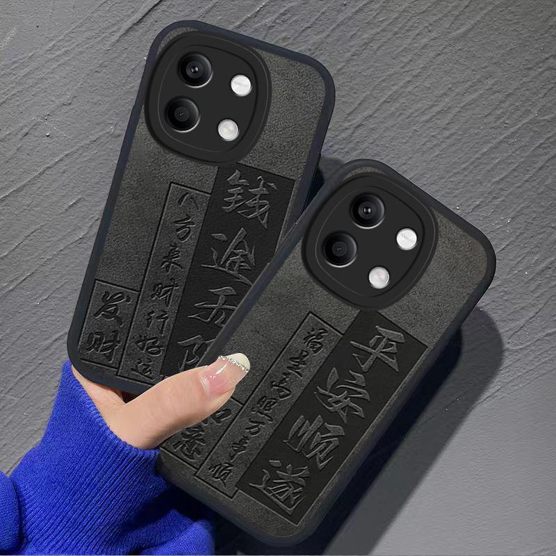 红米note13手机壳NOTE13小羊皮平安顺逐男新款商务时尚防摔保护套