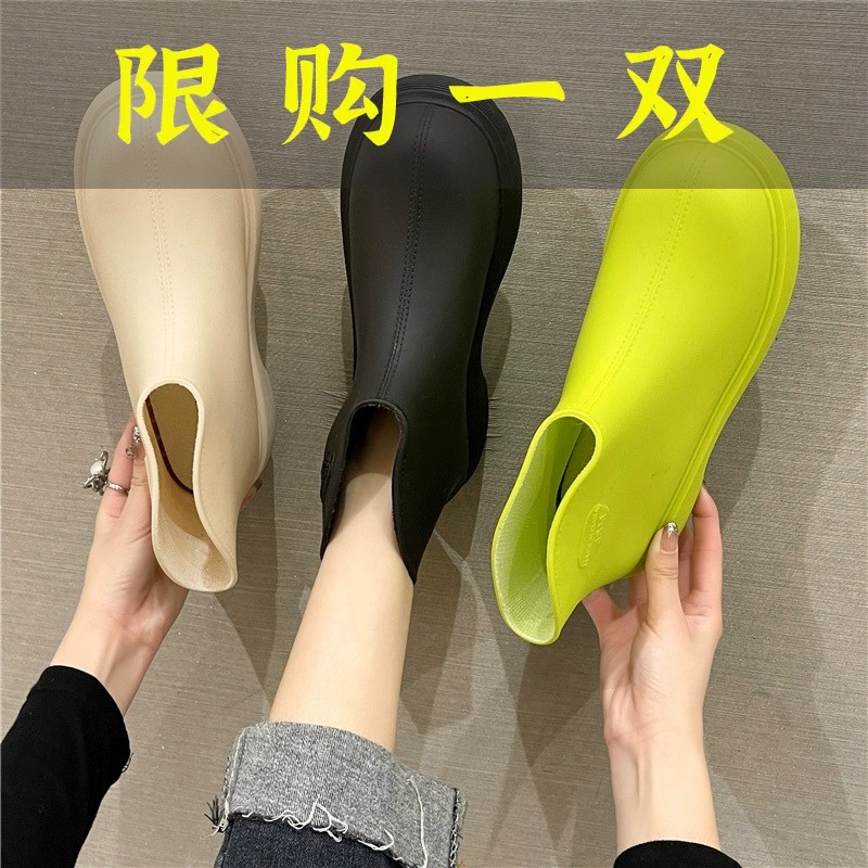 百丽纯爱韩系款雨鞋女士短筒加绒防水胶鞋低帮保暖时尚水鞋户外