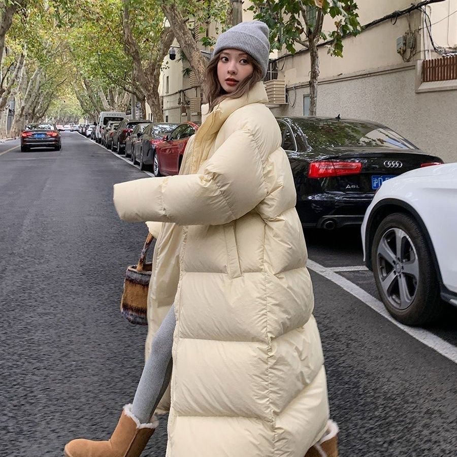 长款反季羽绒服女2023年超长韩版加厚白鸭绒情侣大被子冬清仓外套