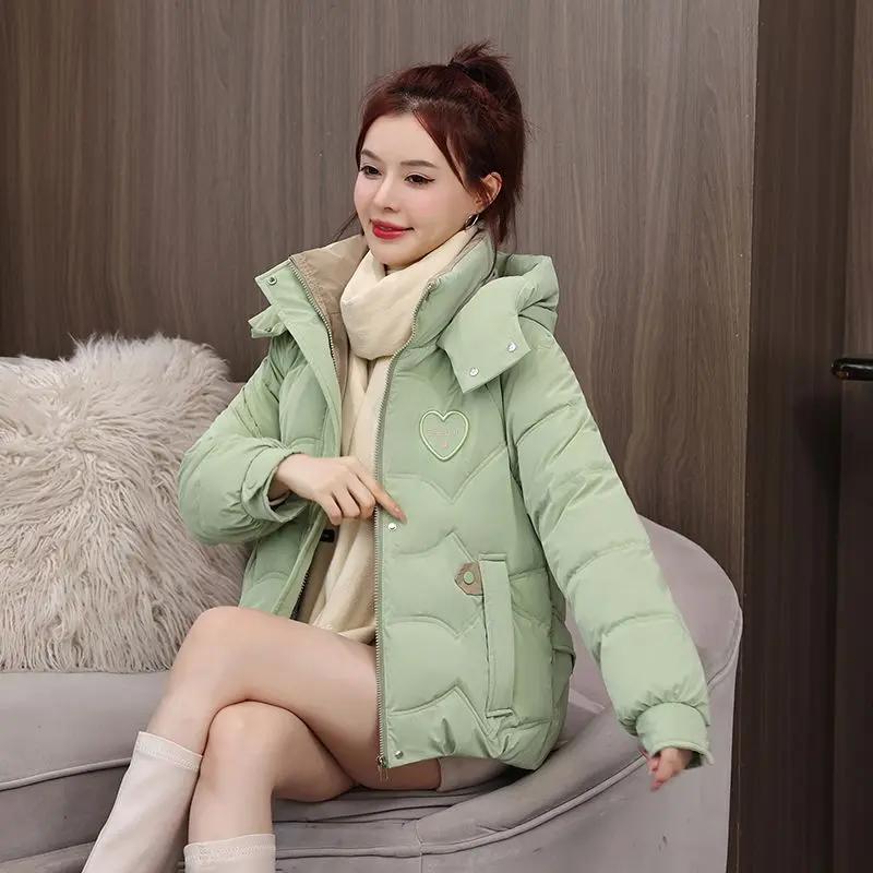 羽绒羽绒服女加厚女士冬季新款亮皮免洗棉袄连帽大码时尚百搭外套