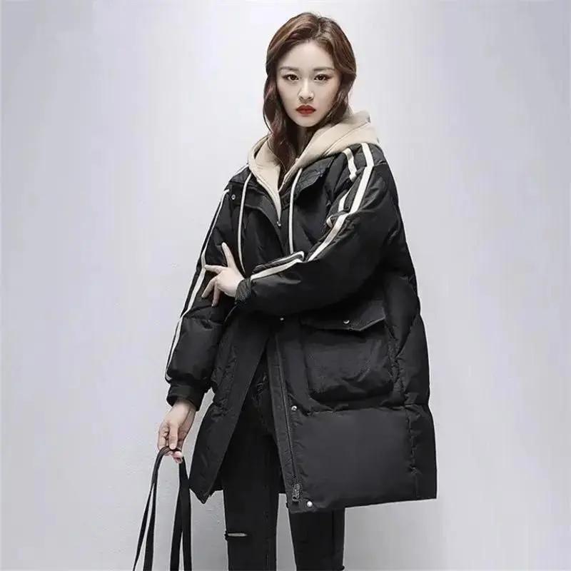 羽绒服中长款羽绒服女冬季2023年新款宽松显瘦加厚保暖假两羽绒棉