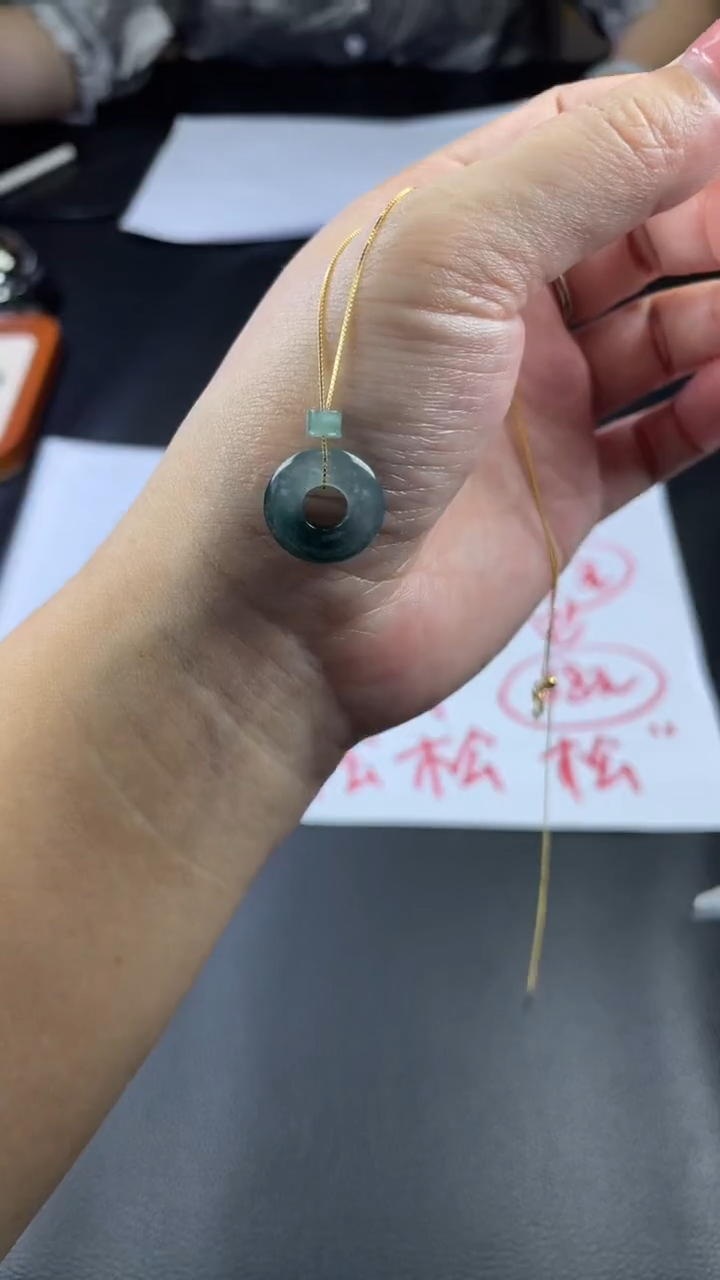 【闪购商品】翡翠颈饰银S925镀金镶嵌123
