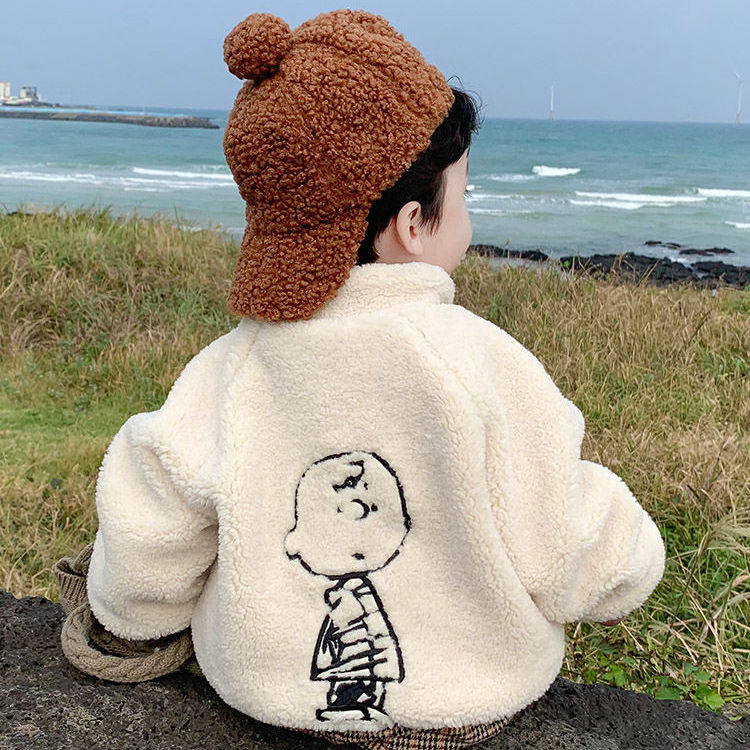 巴拉甄选男童加绒卫衣宝宝冬装新款儿童刺绣套头外套潮小童加厚上