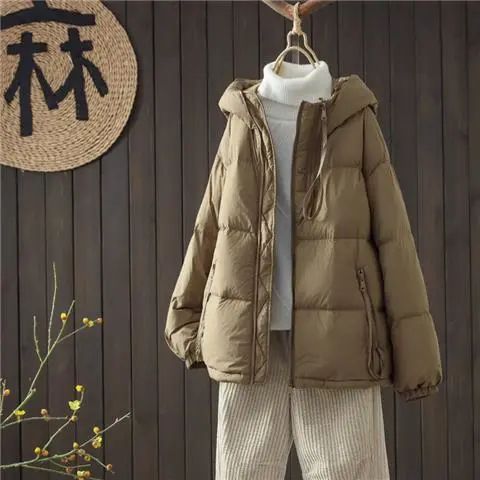 乐甄选羽绒服轻薄冬季羽绒服宽松大码连帽保暖新款羽绒服女中国风