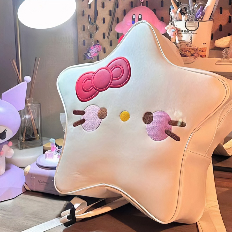 女生新款甜美hellokitty立体五角星背包露营初中生高中学生双肩包