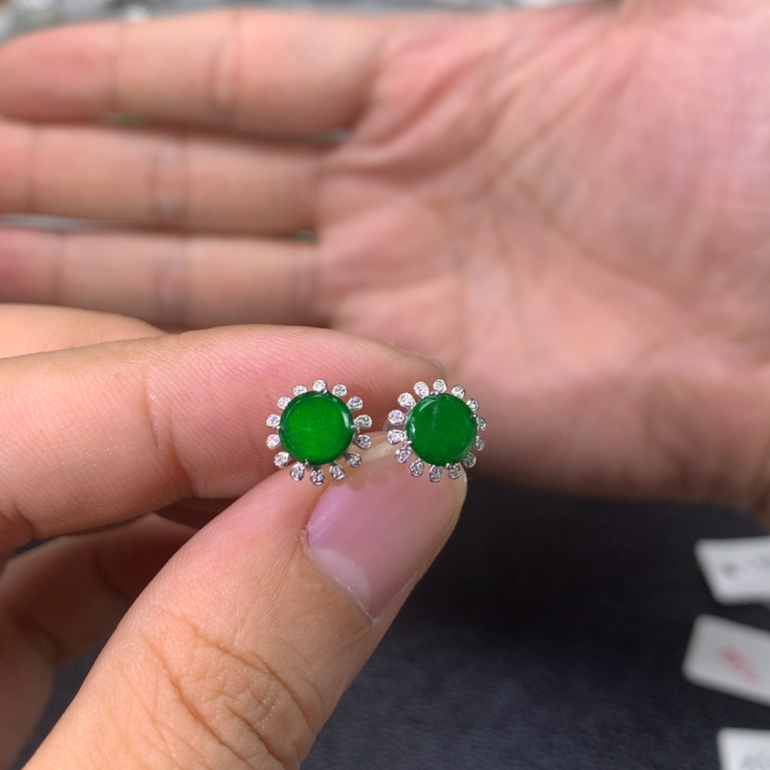 【闪购商品】翡翠耳饰18K金镶嵌