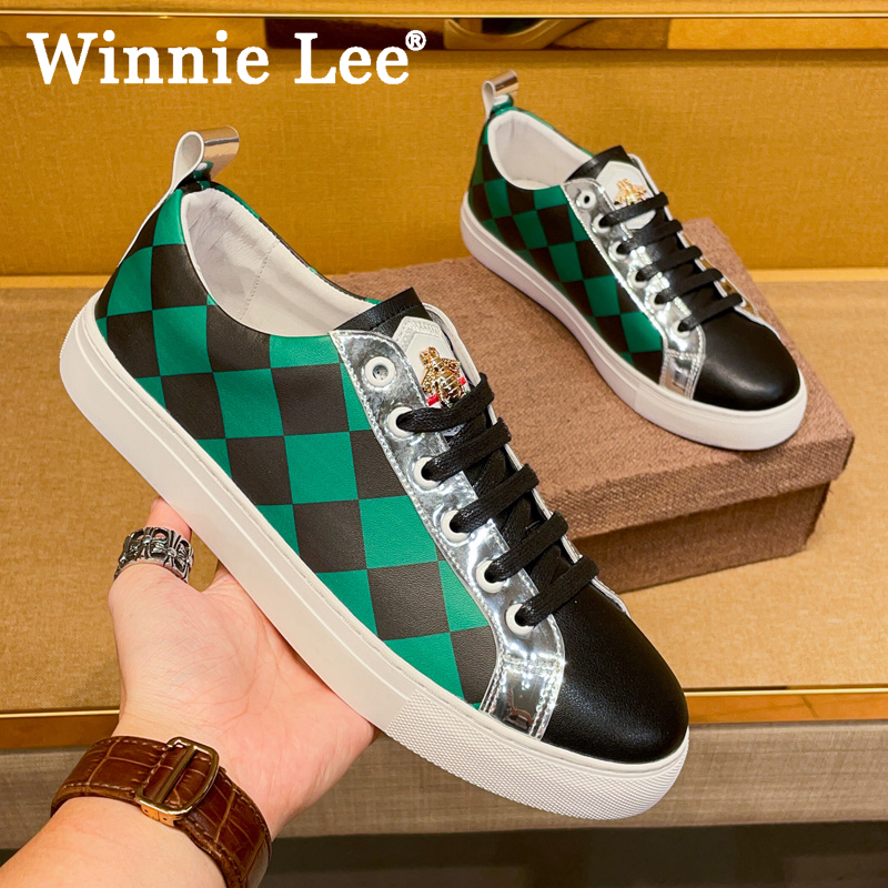 Winnie Lee欧洲站男鞋百搭高档潮鞋个性拼色时尚低帮男士休闲鞋男