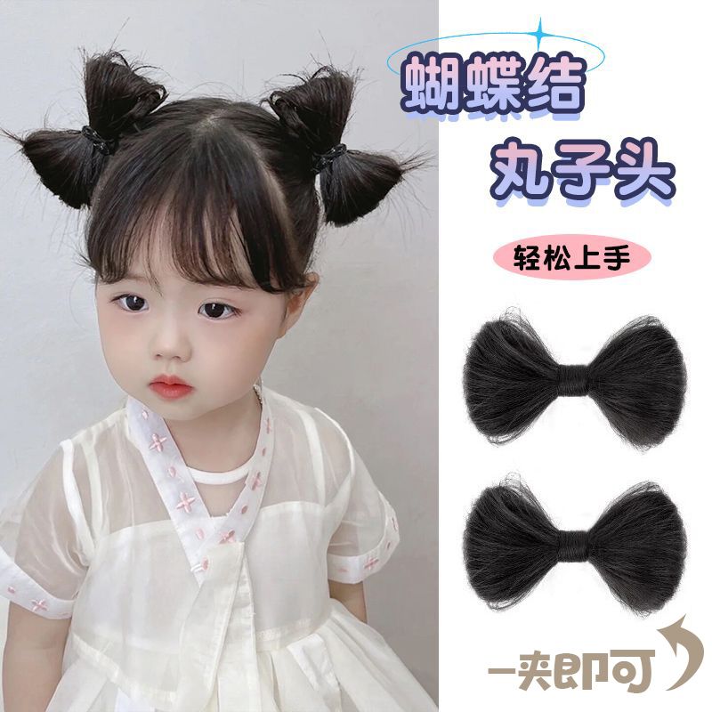 蝴蝶结丸子头假发女儿童发圈可爱蓬松神器汉服发髻古风发包无痕藏