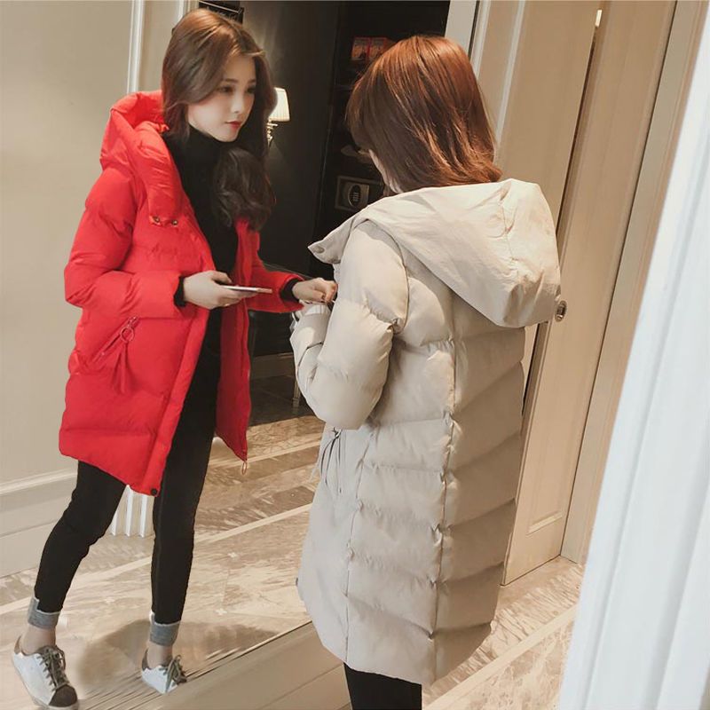 棉服女中长款新款棉袄女冬季修身显瘦面包服原宿韩版加厚棉衣女