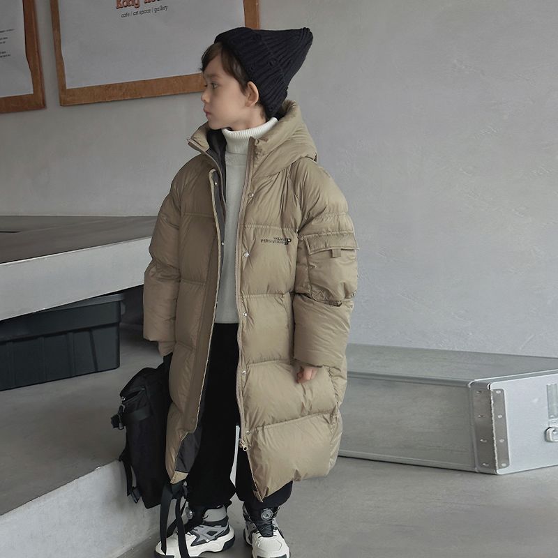 男女童羽绒服2023新款儿童加厚中大童白鸭绒长款洋气保暖连帽外套