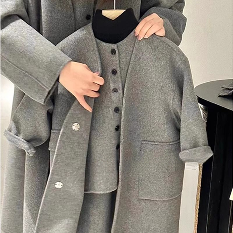 高端定制童装儿童洋气毛呢外套2023秋季男女童韩范中长款呢子大衣