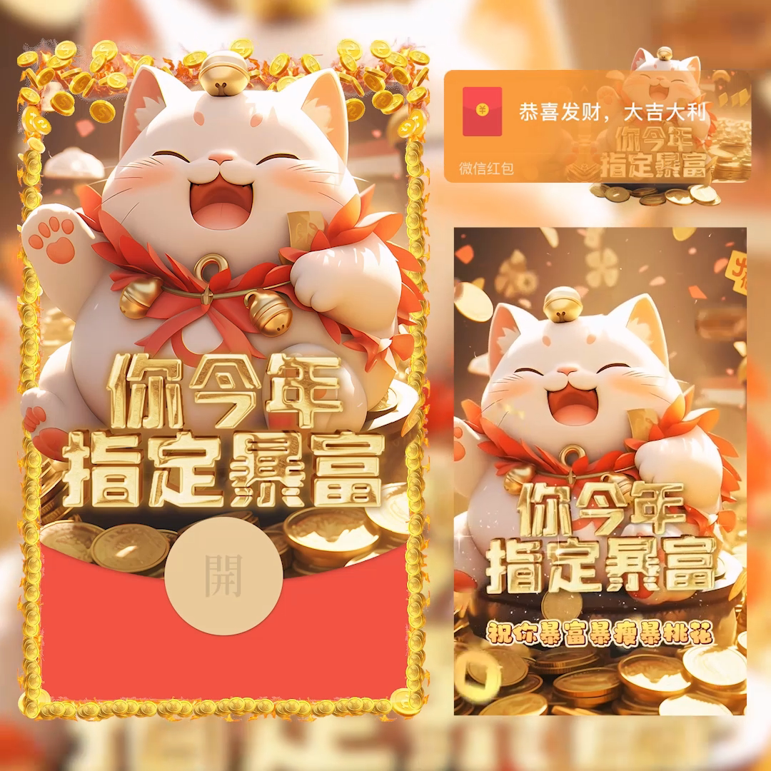 2024年新款所愿皆成真可爱龙红包封面动态音乐定制设计服务序列号