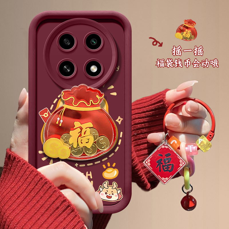 金币福袋OPPOa2pro手机壳PJG110红色国潮喜庆龙年肤感软壳防摔潮