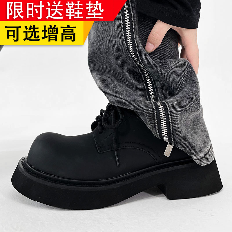 巴黎德比鞋男复古大头鞋高级感情侣圆头皮鞋女英伦增高通勤米奇鞋
