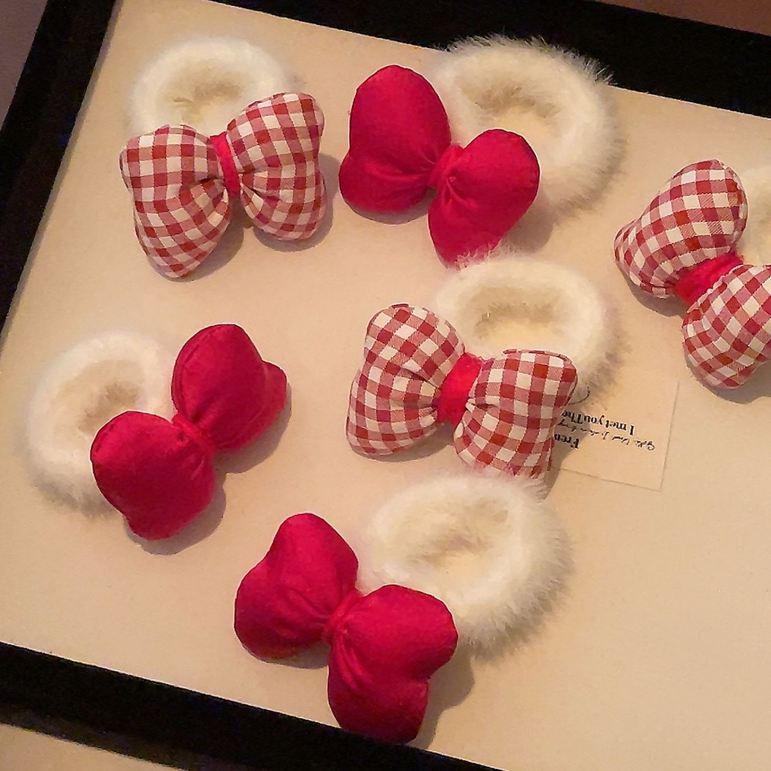 儿童小皮筋毛绒发圈秋冬可爱女孩蝴蝶结头绳扎马尾辫公主风高弹力