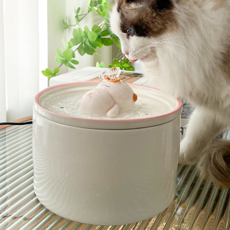 猫咪饮水机流动陶瓷猫咪饮水器自动宠物狗狗不湿嘴喂水循环喝水器