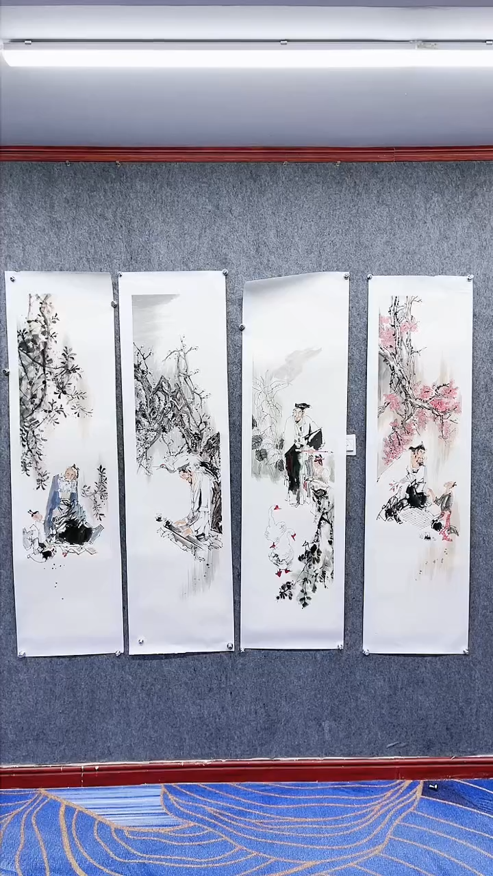 【闪购商品】绘画人物四条屏-张振忠